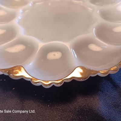 Milk glass egg dish, salt & pepper shakers and more