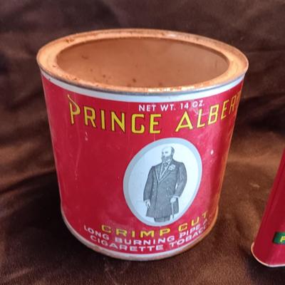 Antique lard tin - Velvet tobacco - Prince Albert tins with Doan's pills and two metal can openers