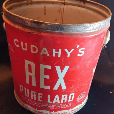 Antique lard tin - Velvet tobacco - Prince Albert tins with Doan's pills and two metal can openers