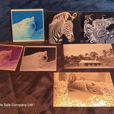 Metal / tin laser art Polar bears - zebra - island cabana - and squirrel