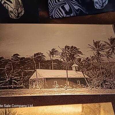 Metal / tin laser art Polar bears - zebra - island cabana - and squirrel