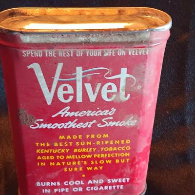 Price albert container with Velvet tobacco tin and Don's pills tin