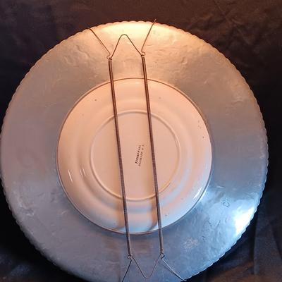 Wrought Farberware Aluminum plate frame platter with salt & pepper shakers