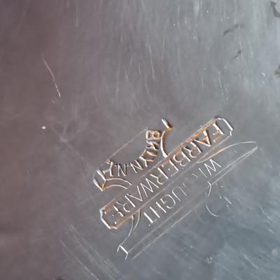Wrought Farberware Aluminum plate frame platter with salt & pepper shakers