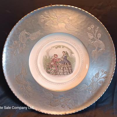 Wrought Farberware Aluminum plate frame platter with salt & pepper shakers