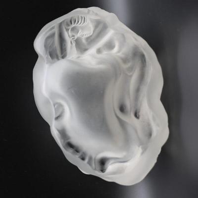 Vintage Czech Art Deco Glass Frosted Nude Woman Heavy Ashtray