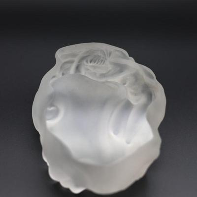 Vintage Czech Art Deco Glass Frosted Nude Woman Heavy Ashtray