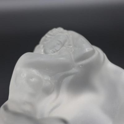 Vintage Czech Art Deco Glass Frosted Nude Woman Heavy Ashtray