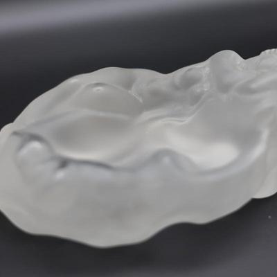 Vintage Czech Art Deco Glass Frosted Nude Woman Heavy Ashtray