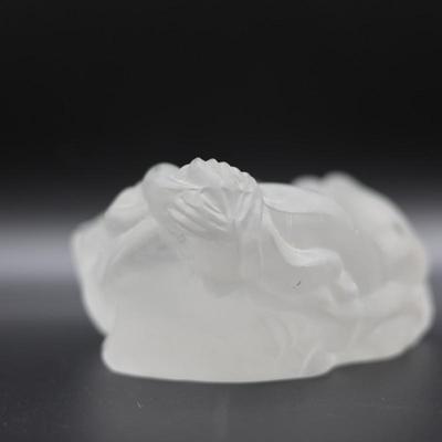 Vintage Czech Art Deco Glass Frosted Nude Woman Heavy Ashtray