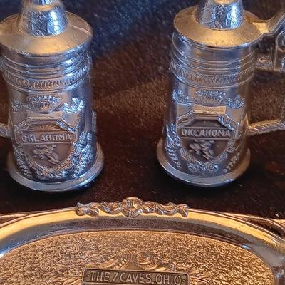 Metal car salt & pepper shakers with beer stein miniature salt & pepper shakers