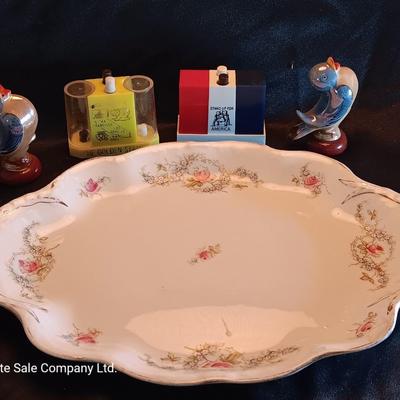 Vintage Homer Laughlin China platter with salt & Pepper shakers