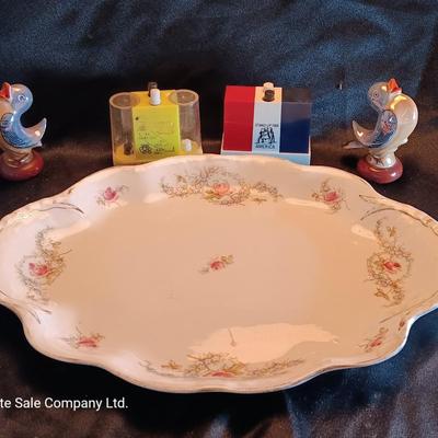 Vintage Homer Laughlin China platter with salt & Pepper shakers
