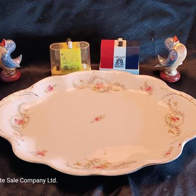 Vintage Homer Laughlin China platter with salt & Pepper shakers
