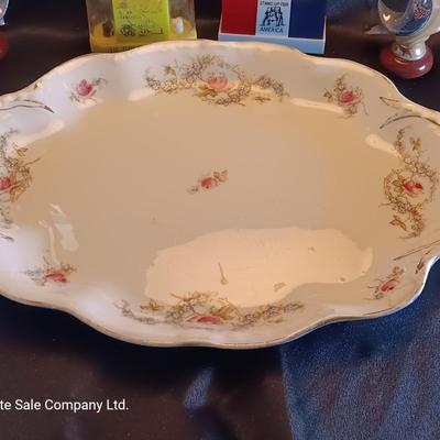 Vintage Homer Laughlin China platter with salt & Pepper shakers
