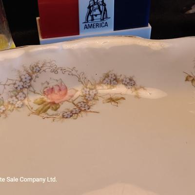 Vintage Homer Laughlin China platter with salt & Pepper shakers