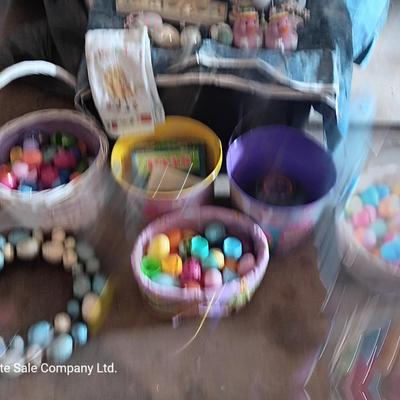 Easter Decorations - plastic eggs - baskets - and bunnies Easter is less than 92 days away!