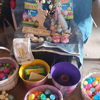 Easter Decorations - plastic eggs - baskets - and bunnies Easter is less than 92 days away!
