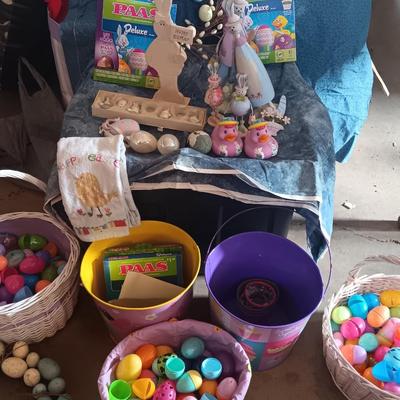 Easter Decorations - plastic eggs - baskets - and bunnies Easter is less than 92 days away!