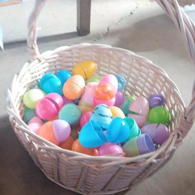 Easter Decorations - plastic eggs - baskets - and bunnies Easter is less than 92 days away!