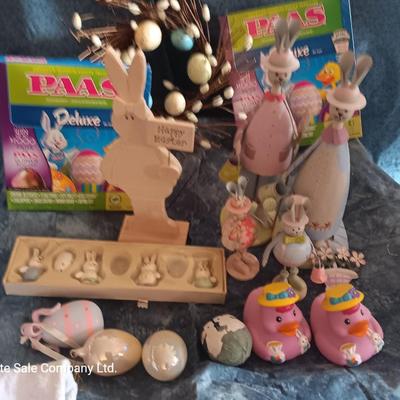 Easter Decorations - plastic eggs - baskets - and bunnies Easter is less than 92 days away!