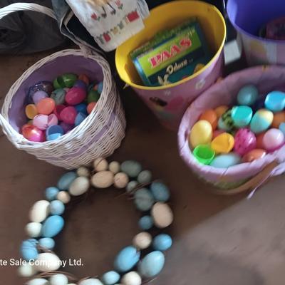Easter Decorations - plastic eggs - baskets - and bunnies Easter is less than 92 days away!