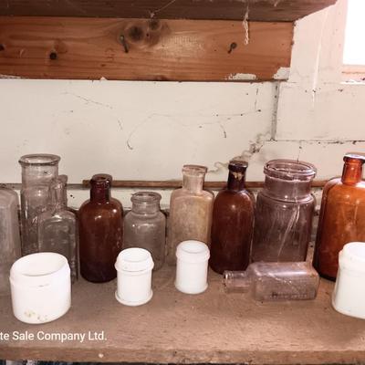 Collection of vintage glass bottles