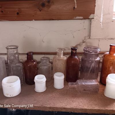 Collection of vintage glass bottles