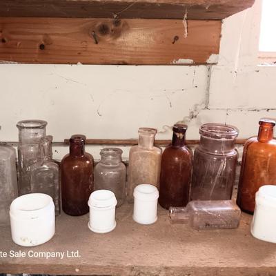 Collection of vintage glass bottles