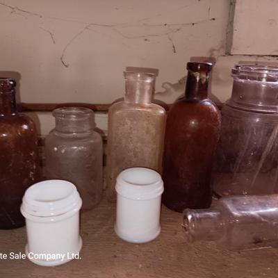 Collection of vintage glass bottles