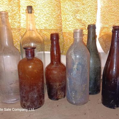 Variety of vintage glass bottles