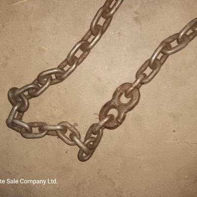 Vintage car creeper - tow chain with two steel hooks - and a set of tire chains