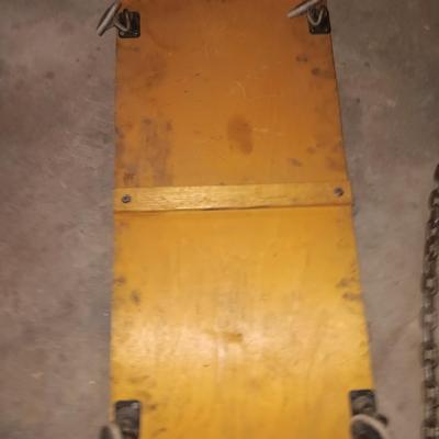 Vintage car creeper - tow chain with two steel hooks - and a set of tire chains