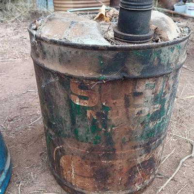 Three vintage metal containers - Permalube - Ford Hydraulic - and Super motor oil