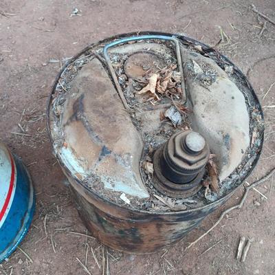 Three vintage metal containers - Permalube - Ford Hydraulic - and Super motor oil