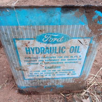 Three vintage metal containers - Permalube - Ford Hydraulic - and Super motor oil