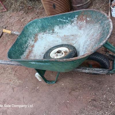 Metal wheelbarrow with extra tire