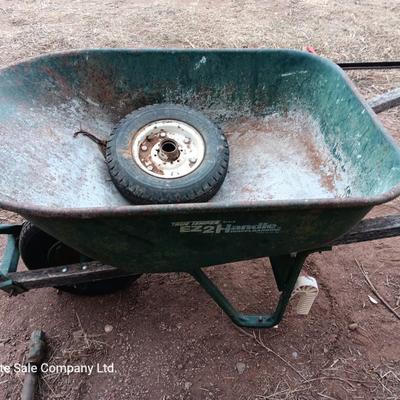 Metal wheelbarrow with extra tire