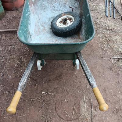 Metal wheelbarrow with extra tire