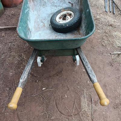Metal wheelbarrow with extra tire