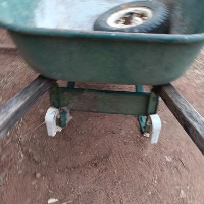 Metal wheelbarrow with extra tire