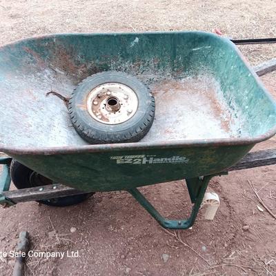 Metal wheelbarrow with extra tire