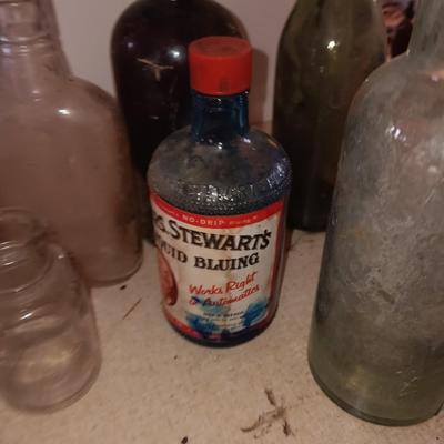 Vintage glass bottles - Stewart's liquid bluing