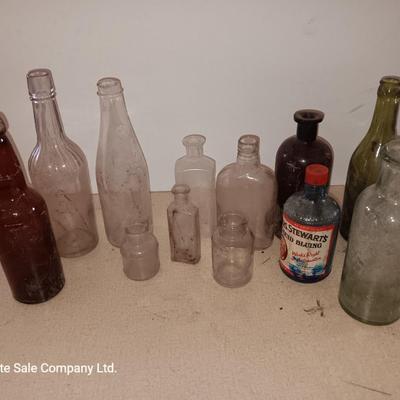 Vintage glass bottles - Stewart's liquid bluing
