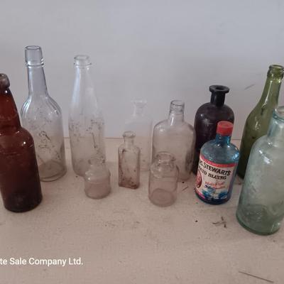 Vintage glass bottles - Stewart's liquid bluing