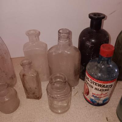 Vintage glass bottles - Stewart's liquid bluing