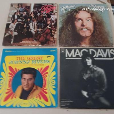 Collection of LP records - MacDavis - Ted Nugent - Fame - and Johnny Rivers