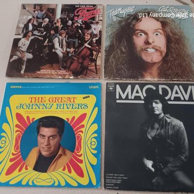 Collection of LP records - MacDavis - Ted Nugent - Fame - and Johnny Rivers