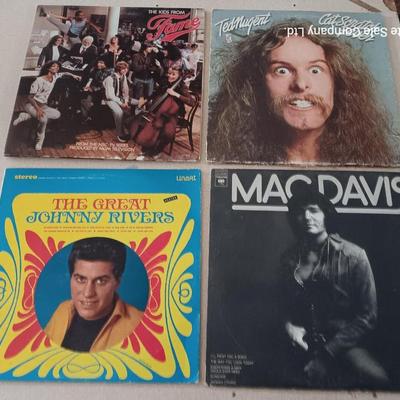 Collection of LP records - MacDavis - Ted Nugent - Fame - and Johnny Rivers