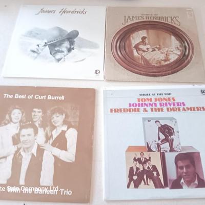 Collection of LP records - SIGNED Curt Burrell - James Hendricks and Tom Jones